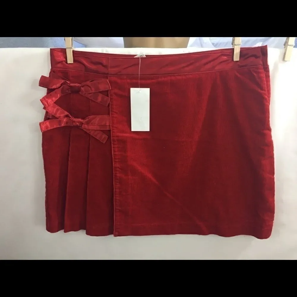 Old Navy Girls 14 & 16 Red Corduroy Skirt with Satin Bows